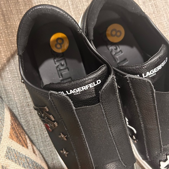 Karl Lagerfeld Black and Red Sneakers with Edgy Skull Design - Picture 3 of 4